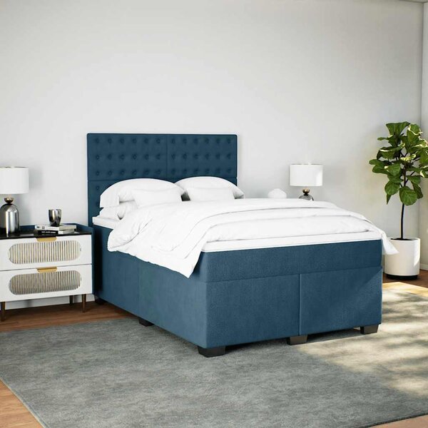 Box spring postel s matrací modrá 140 x 190 cm samet 3290922