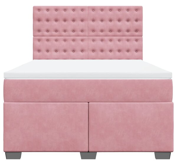 Box spring postel s matrací růžová 140x190 cm samet 3290923