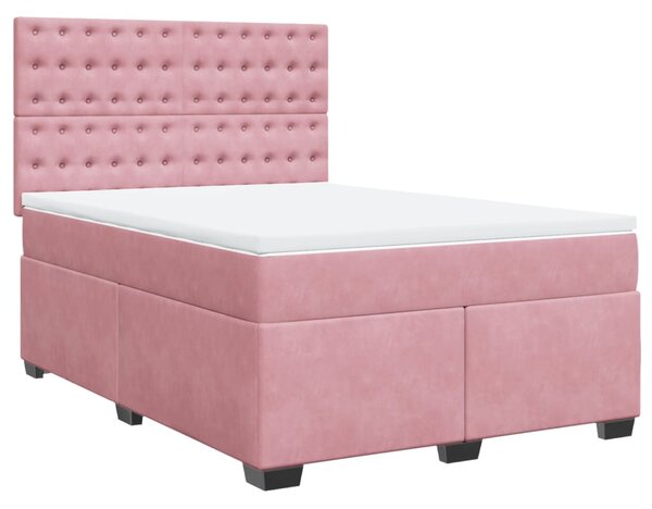 Box spring postel s matrací růžová 140x190 cm samet 3290923