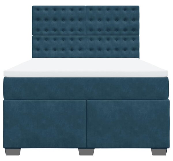 Box spring postel s matrací modrá 140 x 190 cm samet 3290922