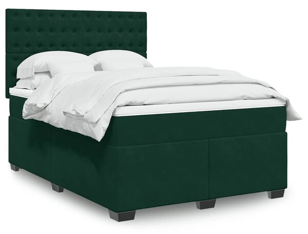 Box spring postel s matrací tmavě zelená 140x190 cm samet 3290921