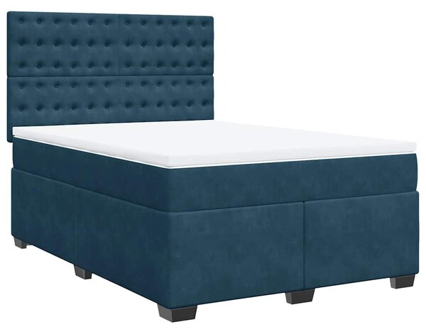 Box spring postel s matrací modrá 140 x 190 cm samet 3290922