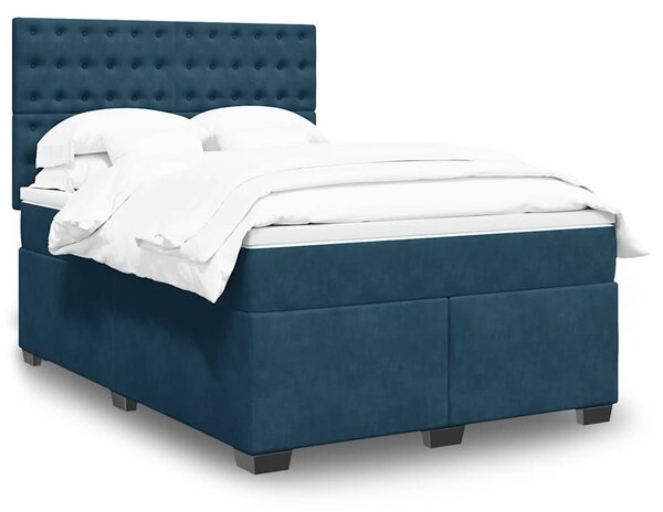Box spring postel s matrací modrá 140 x 190 cm samet 3290922