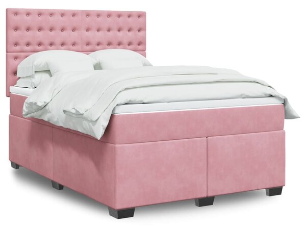 Box spring postel s matrací růžová 140x190 cm samet 3290923