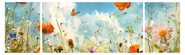 Obraz - Motýli na letní louce (170x50 cm)