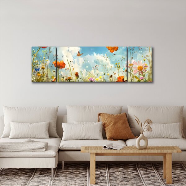 Obraz - Motýli na letní louce (170x50 cm)