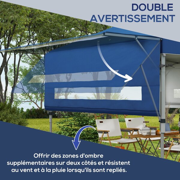 Outsunny Skládací Zahradní Altán Pop-Up 5 x 3 m, Oxfordská Tkanina s 2 Nastavitelnými Stěnami, Snadná Montáž, S Taškou na Kolečkách – Modrá | Aosom