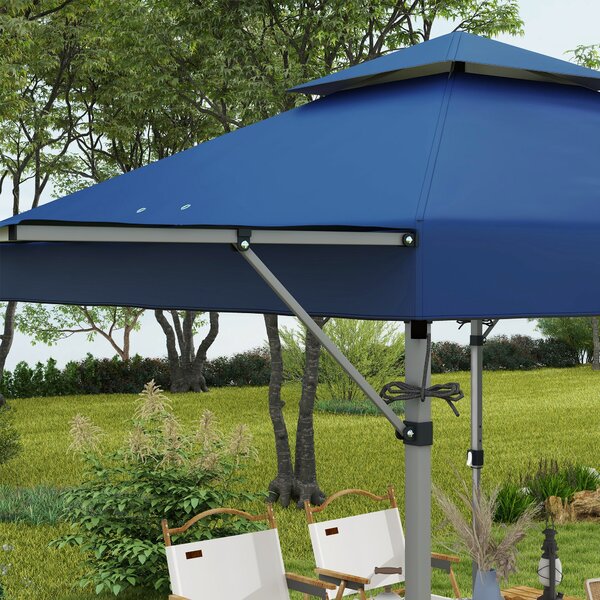 Outsunny Skládací Zahradní Altán Pop-Up 5 x 3 m, Oxfordská Tkanina s 2 Nastavitelnými Stěnami, Snadná Montáž, S Taškou na Kolečkách – Modrá | Aosom