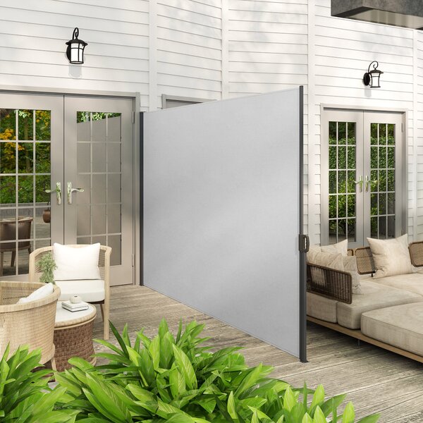 Outsunny Elektricky Odsouvací Zahradní Boční Markýza 3m x 1.8m Hliníkový Anti-UV Vysoká Hustota 180 gsm Světlá Šedá | Aosom