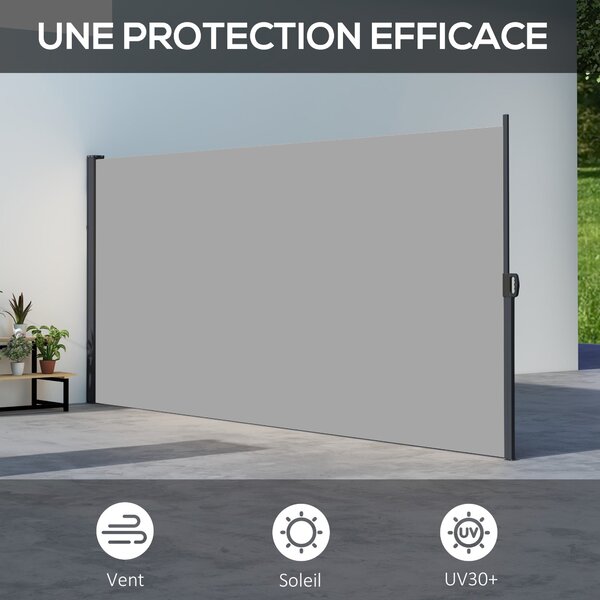 Outsunny Elektricky Odsouvací Zahradní Boční Markýza 3m x 1.8m Hliníkový Anti-UV Vysoká Hustota 180 gsm Světlá Šedá | Aosom