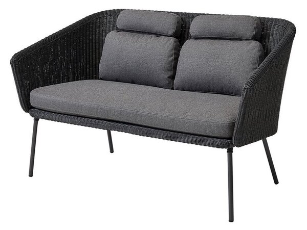 Cane-line Jídelní lavice Mega, Cane-line, 135x71x84 cm, rám kov, výplet umělý ratan barva graphite, sedáky venkovní látka AirTouch grey
