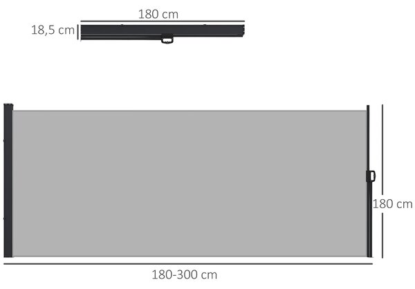 Outsunny Elektricky Odsouvací Zahradní Boční Markýza 3m x 1.8m Hliníkový Anti-UV Vysoká Hustota 180 gsm Světlá Šedá | Aosom