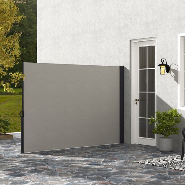 Outsunny Elektricky Odsouvací Zahradní Boční Markýza 3m x 1.8m Hliníkový Anti-UV Vysoká Hustota 180 gsm Světlá Šedá | Aosom