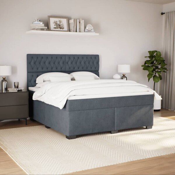 Box spring postel s matrací tmavě šedá 180x200 cm samet 3290985