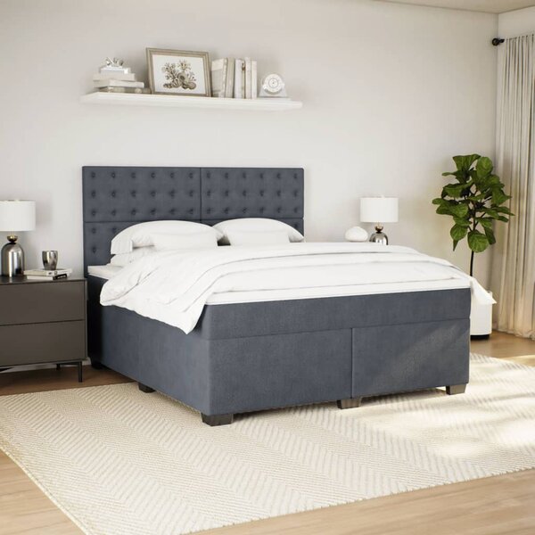 Box spring postel s matrací tmavě šedá 180x200 cm samet 3290991