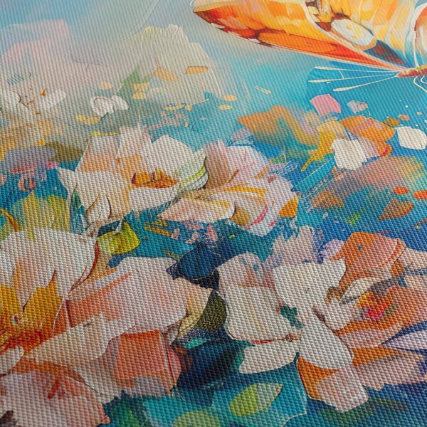 Obraz - Motýl a květy, olejomalba II. (30x30 cm)