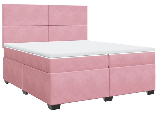 Box spring postel s matrací růžová 200x200 cm samet 3291001