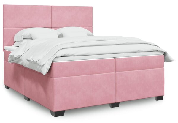 Box spring postel s matrací růžová 200x200 cm samet 3291001