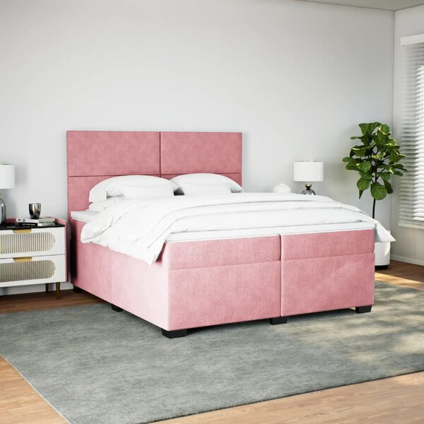 Box spring postel s matrací růžová 200x200 cm samet 3291001