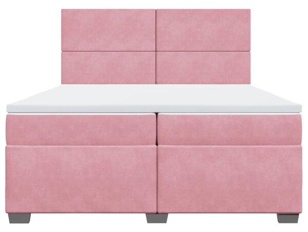 Box spring postel s matrací růžová 200x200 cm samet 3291001