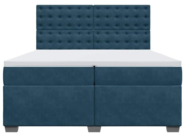 Box spring postel s matrací modrá 200 x 200 cm samet 3291018