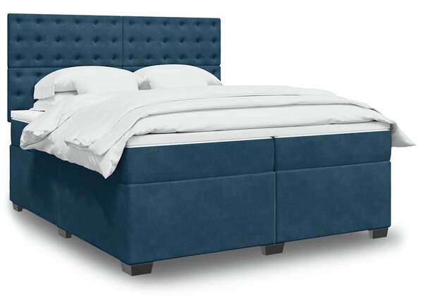 Box spring postel s matrací modrá 200 x 200 cm samet 3291018