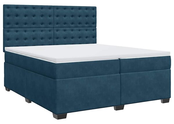 Box spring postel s matrací modrá 200 x 200 cm samet 3291018