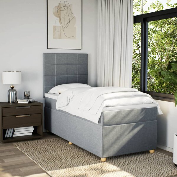 Box spring postel s matrací světle šedá 80 x 200 cm textil 3291107