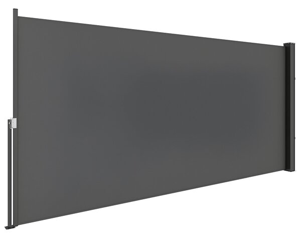 Outsunny Skladací Zahradní Boční Markýza 3m x 1,4m Hliník Polyester Anti-UV Vysokohustotní 180 g/m² Tmavě Šedá | Aosom