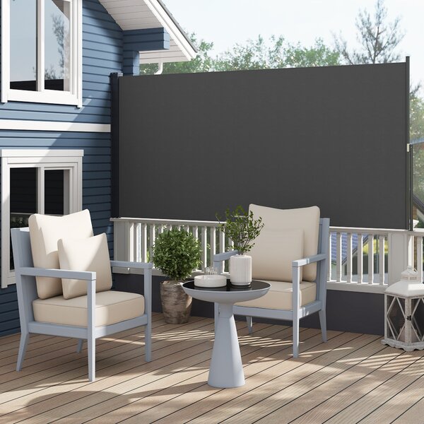 Outsunny Skladací Zahradní Boční Markýza 3m x 1,4m Hliník Polyester Anti-UV Vysokohustotní 180 g/m² Tmavě Šedá | Aosom