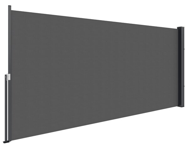 Outsunny Skladací Zahradní Boční Markýza 3m x 1,4m Hliník Polyester Anti-UV Vysokohustotní 180 g/m² Tmavě Šedá | Aosom