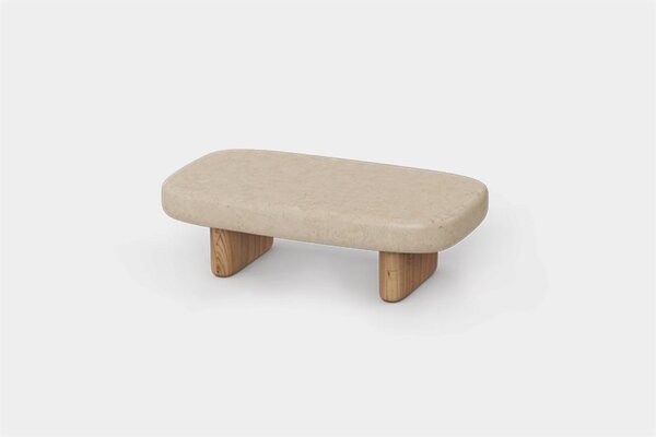 Vondom Nízký stolek Milos, Vondom, obdélníkový 80x45x24 cm, rám dřevo iroko, deska beton