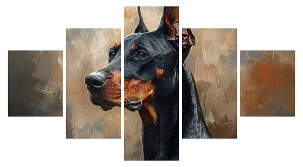 Obraz - Portrét Dobrmana (125x70 cm)
