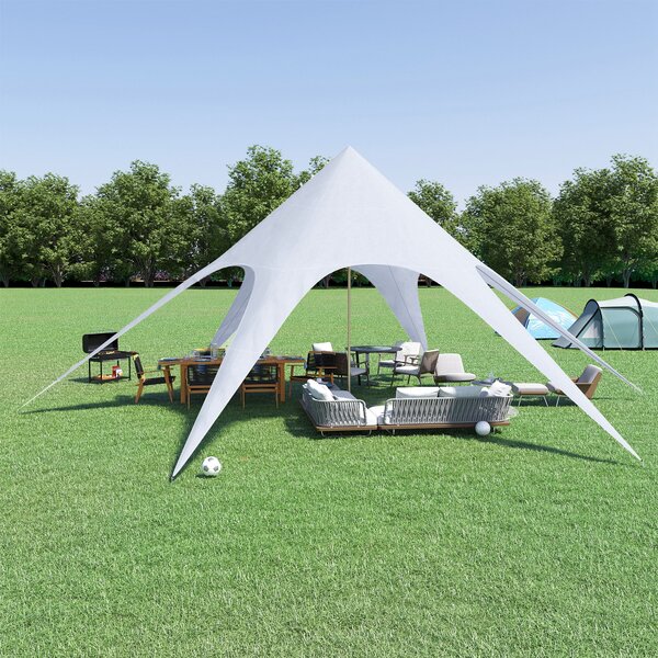 Outsunny XXL Zahradní Hvězdný Stan - Dešťuvzdorná Plachta, Sluneční Plachta pro Kempování, Rozměry 10 x 10 x 4 m, Vysokohustotní 210D Voděodolný Polye