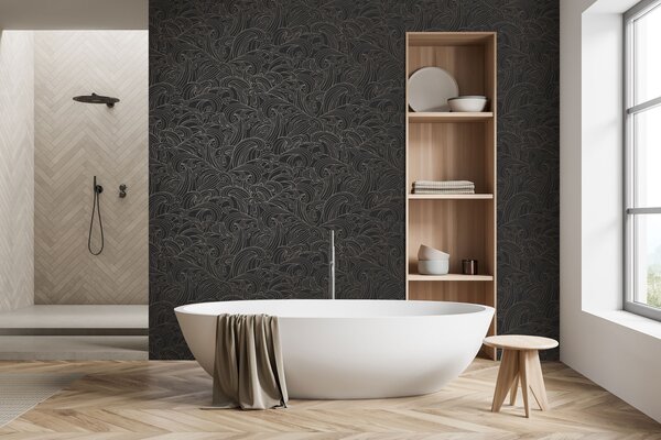 Černá vliesová tapeta na zeď, mořské vlny, M62919, Elegance, Ugepa