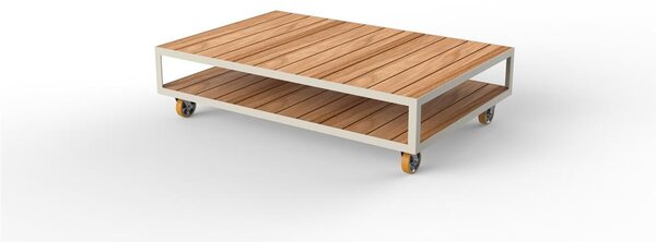 Vondom Konferenční stolek na kolečkách Vineyard, Vondom, 160x106x41 cm, lakovaný hliník, teak natural, barevné provedení dle vzorníku