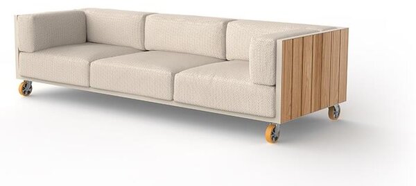 Vondom Pohovka 3-místná na kolečkách Vineyard, Vondom, 270x94x71 cm, lakovaný hliník, teak natural, sedáky venkovní látka Group 1A a 1B, barevné provedení dle vzorníku