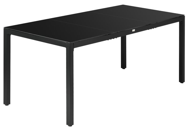 Obdélníkový zahradní stůl Outsunny pro venkovní jídelnu pro 8 osob s tvrzeným sklem a hliníkovým rámem 180 x 80 x 72 cm Černý | Aosom