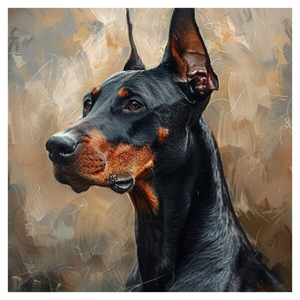 Obraz - Portrét Dobrmana (30x30 cm)