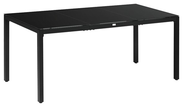 Obdélníkový zahradní stůl Outsunny pro venkovní jídelnu pro 8 osob s tvrzeným sklem a hliníkovým rámem 180 x 80 x 72 cm Černý | Aosom