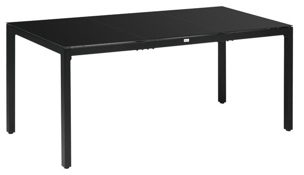 Obdélníkový zahradní stůl Outsunny pro venkovní jídelnu pro 8 osob s tvrzeným sklem a hliníkovým rámem 180 x 80 x 72 cm Černý | Aosom