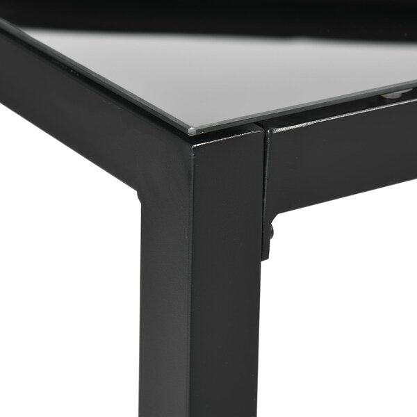 Obdélníkový zahradní stůl Outsunny pro venkovní jídelnu pro 8 osob s tvrzeným sklem a hliníkovým rámem 180 x 80 x 72 cm Černý | Aosom