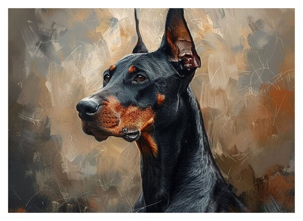Obraz - Portrét Dobrmana (70x50 cm)