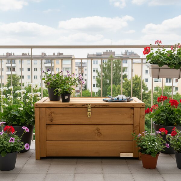 Vingo Dřevěná termoizolační truhla na balkon - světle hnědá