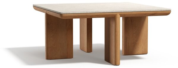 Tribu Nízký stolek Amanu, Tribu, čtvercový 90x90x42 cm, rám teak, deska keramika dekor sabbia
