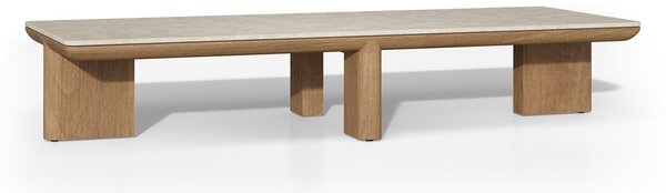 Tribu Nízký stolek Amanu, Tribu, obdélníkový 155x58x28 cm, rám teak, deska keramika dekor sabbia