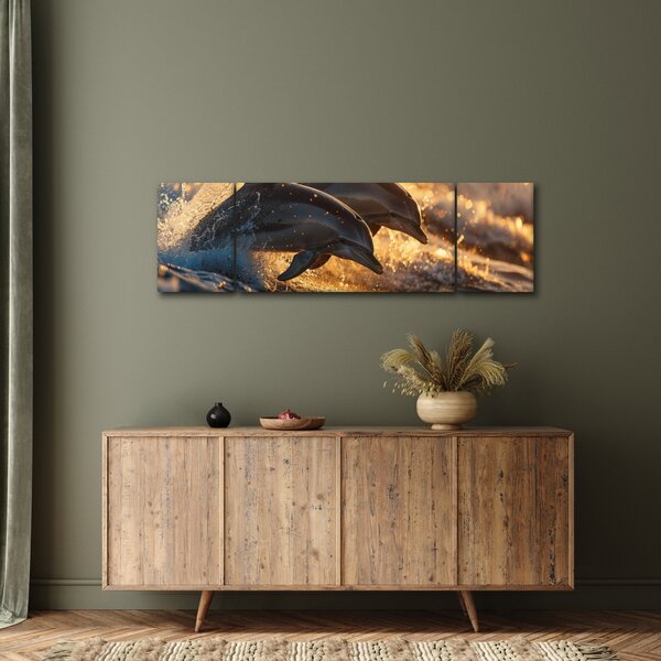 Obraz - Delfíni (170x50 cm)