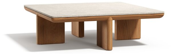 Tribu Nízký stolek Amanu, Tribu, čtvercový 90x90x28 cm, rám teak, deska keramika dekor sabbia