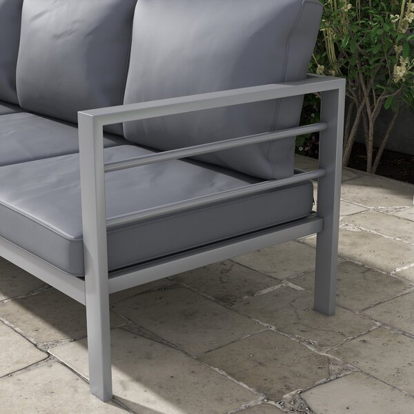 Outsunny Zahradní pohovka pro 3 osoby, venkovní pohovka z hliníku se sedacími a zádovými polštáři - 185D x 66Š x 64V cm | Aosom