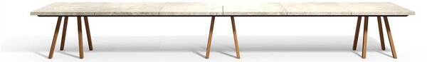 Tribu Teakový jídelní stůl Vis a Vis, Tribu, obdélníkový 400x99x75 cm, rám teak, deska travertine